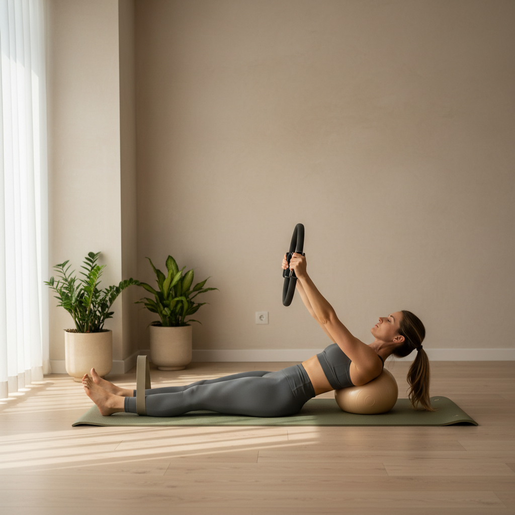 Mat Pilates com pequenos aparelhos: o que acrescentam bolas, bandas e rings?